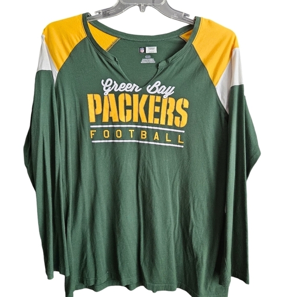 Green Bay Packers Womens Long Sleeve Vneck Tshirt Sz XXL - Picture 2 of 8